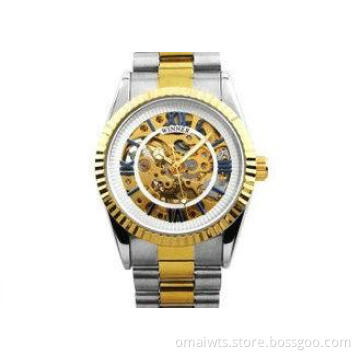 Stainless Steel Automatic Mechanical Watch Skeleton Dial ,